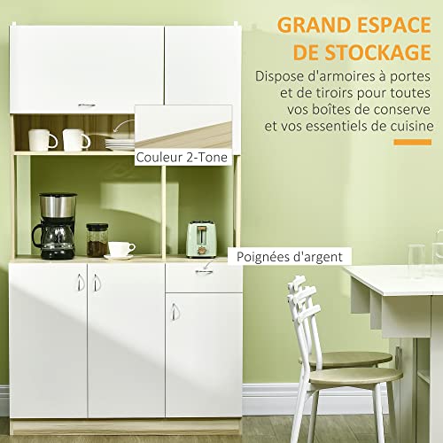 HOMCOM-Armoire-de-Cuisine-contemporaine-Armoire-de-Rangement-Buffet-Haut-5-Portes-1-tiroir-3-niches-102-x-48-x-180-cm-0-2