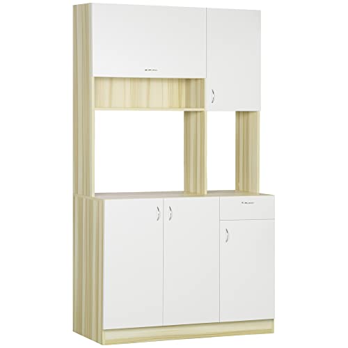 HOMCOM-Armoire-de-Cuisine-contemporaine-Armoire-de-Rangement-Buffet-Haut-5-Portes-1-tiroir-3-niches-102-x-48-x-180-cm-0