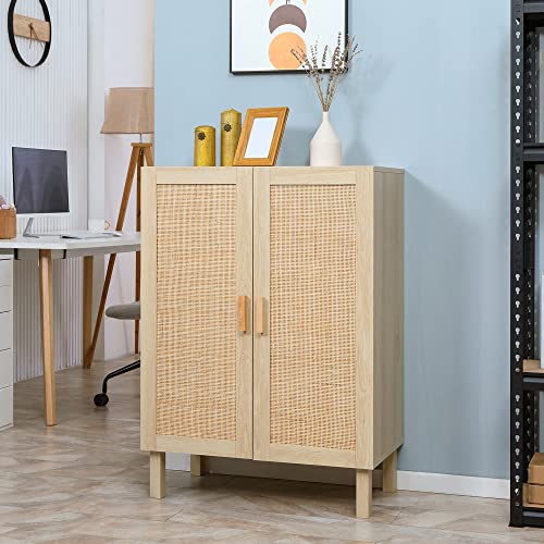 HOMCOM-Buffet-Haut-Meuble-de-Rangement-Design-bohme-Double-Portes-avec-3-tagres-en-cannage-73-x-41-x-102-cm-0-0