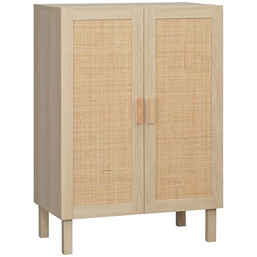 HOMCOM-Buffet-Haut-Meuble-de-Rangement-Design-bohme-Double-Portes-avec-3-tagres-en-cannage-73-x-41-x-102-cm-0