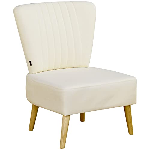 HOMCOM-Fauteuil-scandinave-Fauteuil-Salon-Confortable-Fauteuil-Relax-Fauteuil-Beige-pour-Chambre-Pieds-en-Bois-Massif-revtement-Tissu-Lin-0