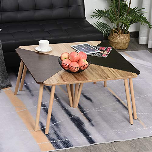 HOMCOM-Lot-de-4-Tables-Basses-Gigognes-Table-de-Salon-Triangle-Bois-80-x-80-x-425-cm-Multi-Couleurs-0-0