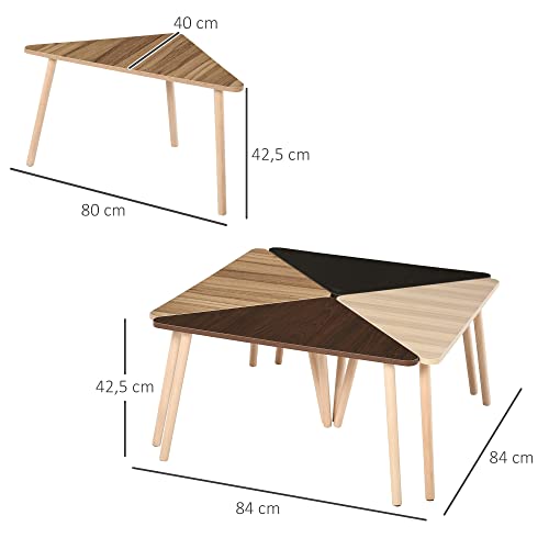 HOMCOM-Lot-de-4-Tables-Basses-Gigognes-Table-de-Salon-Triangle-Bois-80-x-80-x-425-cm-Multi-Couleurs-0-1