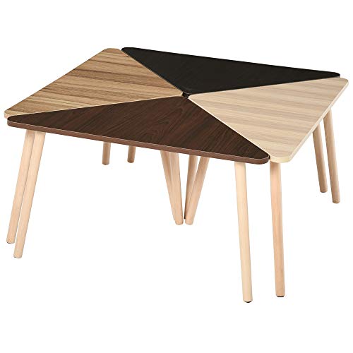 HOMCOM-Lot-de-4-Tables-Basses-Gigognes-Table-de-Salon-Triangle-Bois-80-x-80-x-425-cm-Multi-Couleurs-0