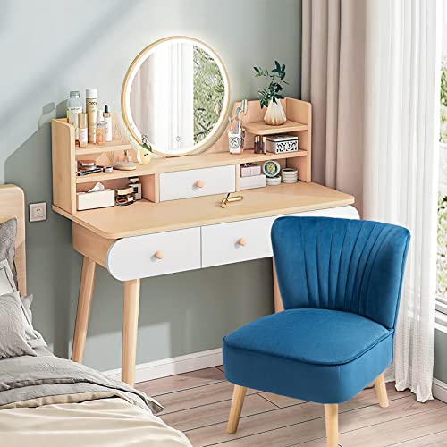 RELAX4LIFE-Fauteuil-de-Salon-en-Velours-Pieds-Bois-dAppoint-avec-Dossier-et-Coussin-Eponge-Charge-110KG-pour-Chambre-Bureau-Style-1-0-1