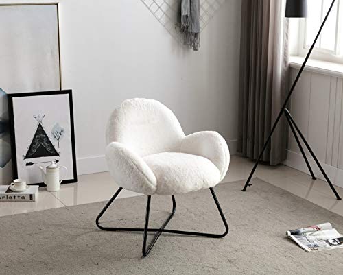 Wahson-Chaise-Salle-a-Manger-de-Loisirs-avec-Pieds-en-Metal-Croises-Fauteuil-Fausse-Fourrure-pour-SalonChambre-0-1