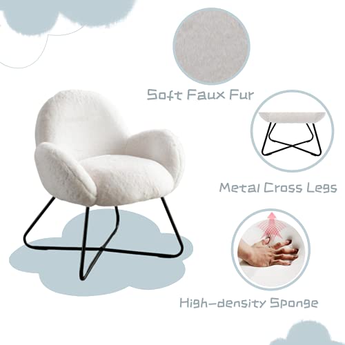 Wahson-Chaise-Salle-a-Manger-de-Loisirs-avec-Pieds-en-Metal-Croises-Fauteuil-Fausse-Fourrure-pour-SalonChambre-0-2