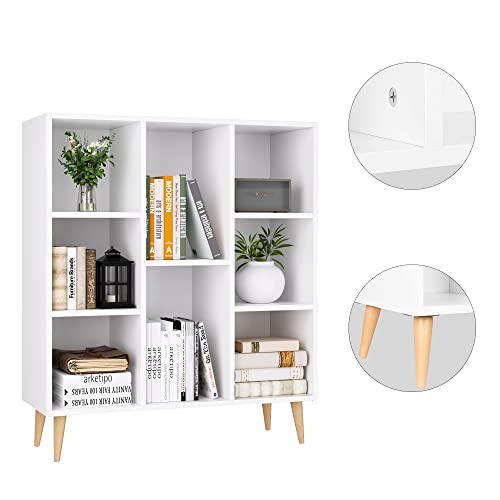tagres--Livres-Bibliothques-Blanches-tagre-pour-Salon-avec-8-Compartiments-80x29x93cm-Blanc-0-2