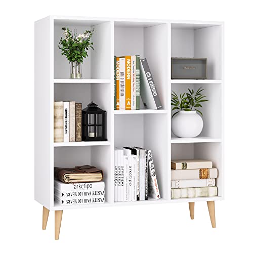 tagres--Livres-Bibliothques-Blanches-tagre-pour-Salon-avec-8-Compartiments-80x29x93cm-Blanc-0