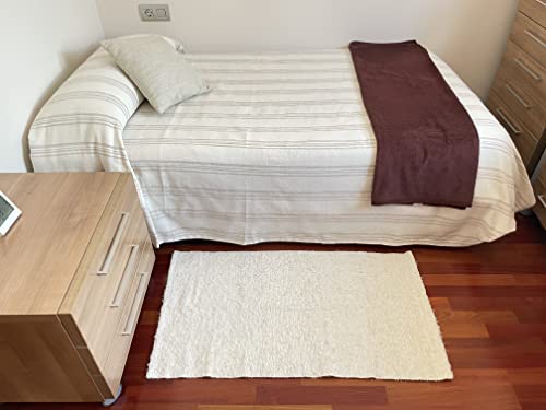 Tapis-Beige-Grande-dcoration-de-Salon-Cuisine-Chambre-Couloir-Fabriqu--la-Main-en-Coton-Naturel--Poils-Courts-Doux-et-Lavable-en-Machine-0-2