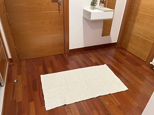 Tapis-Beige-Grande-dcoration-de-Salon-Cuisine-Chambre-Couloir-Fabriqu--la-Main-en-Coton-Naturel--Poils-Courts-Doux-et-Lavable-en-Machine-0