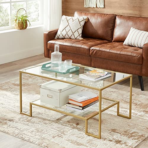 VASAGLE-Table-Basse-Table-de-Salon-2-Niveaux-en-Verre-tremp-Cadre-en-Acier-100-x-55-x-45-cm-rectangulaire-dcoration-de-Salon-Dor-LGT033A01-0-0